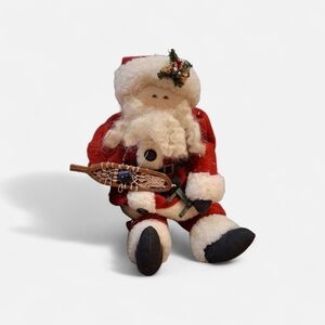 Holiday Santa Plush Figurine in Red and White